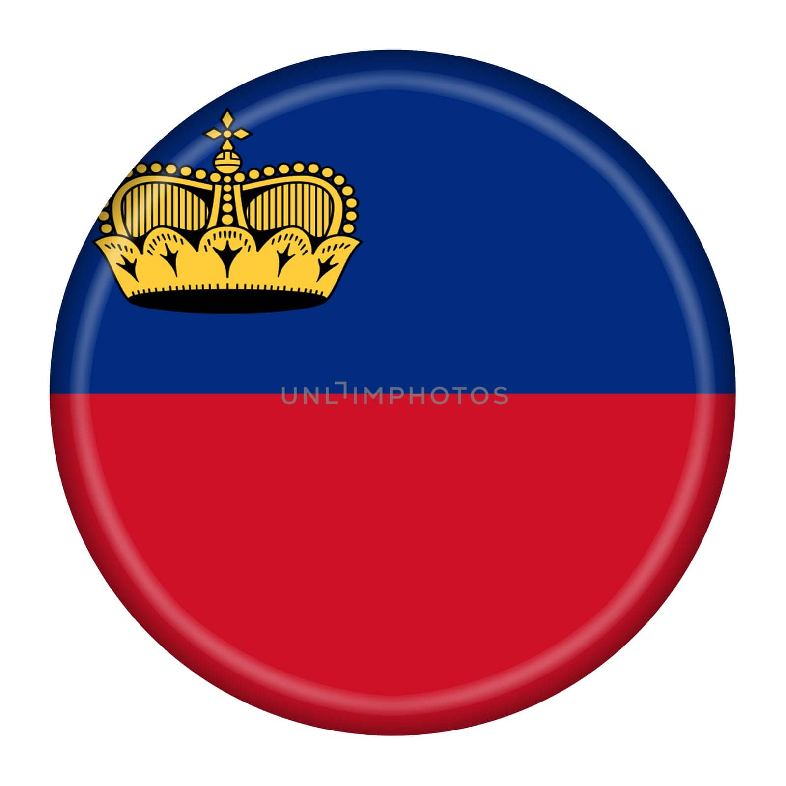 A Liechtenstein flag button 3d illustration with clipping path