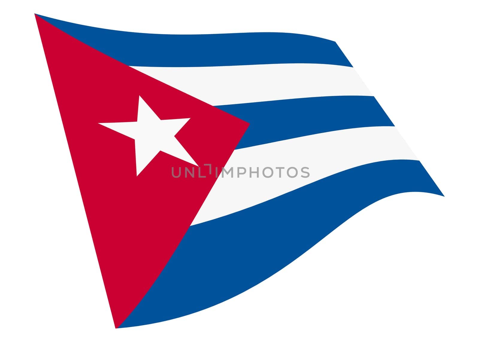A Cuba waving flag illustration isolated on white with clipping path