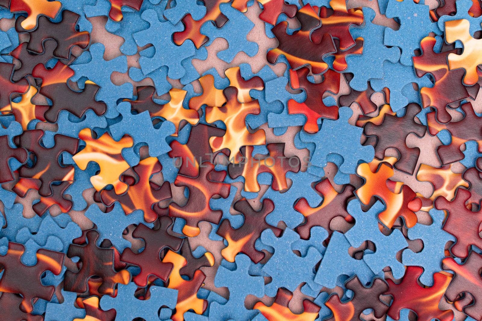 Top View of Mixed Pieces of a Jigsaw Puzzle - Texture Background