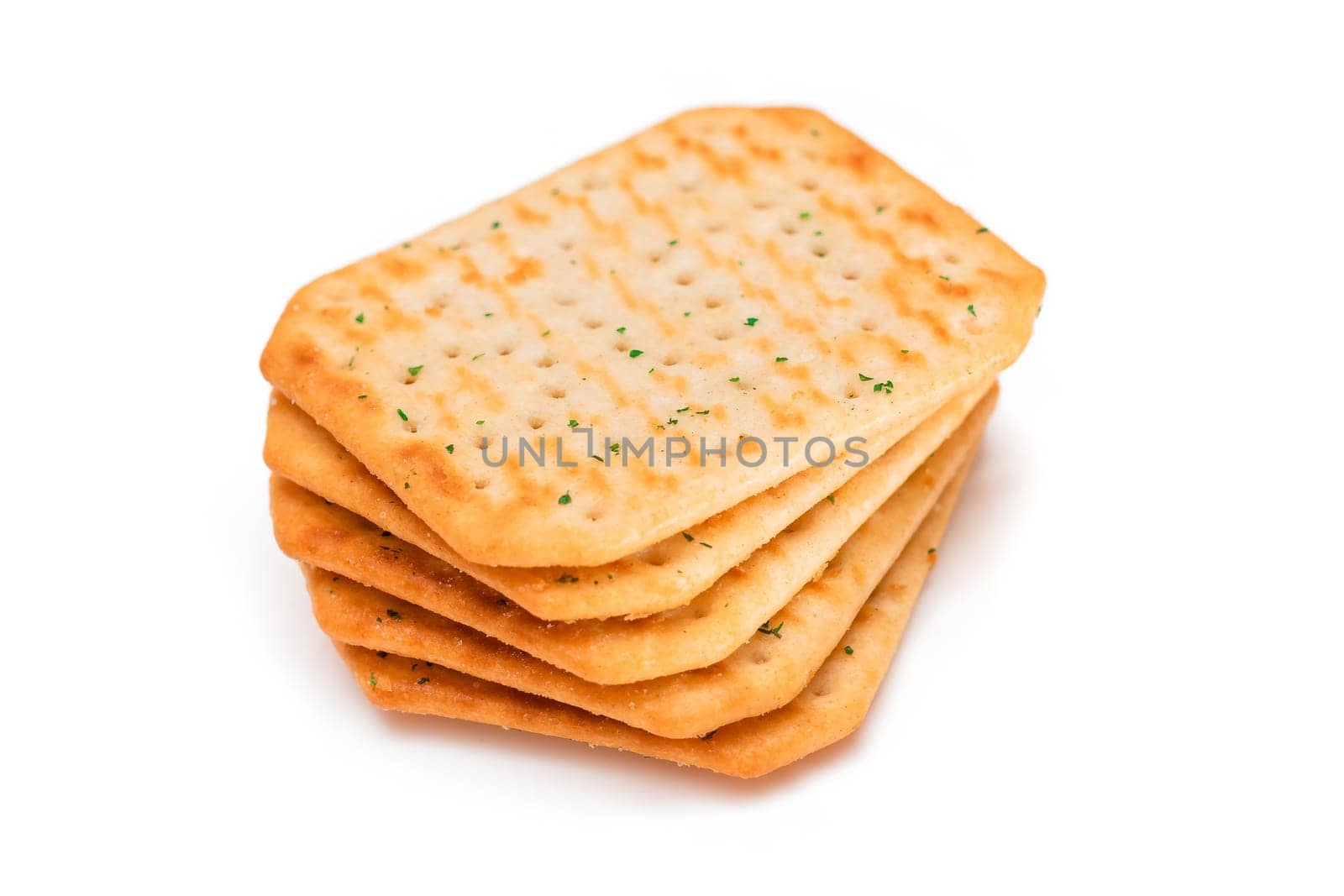 Crispy Salted Crackers with Greens - Isolated by InfinitumProdux
