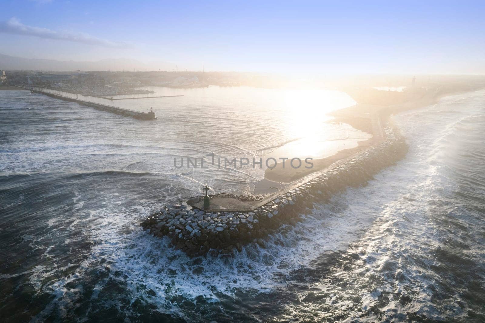 Documentation of the left bank of the port of Viareggio photographed at dawn 