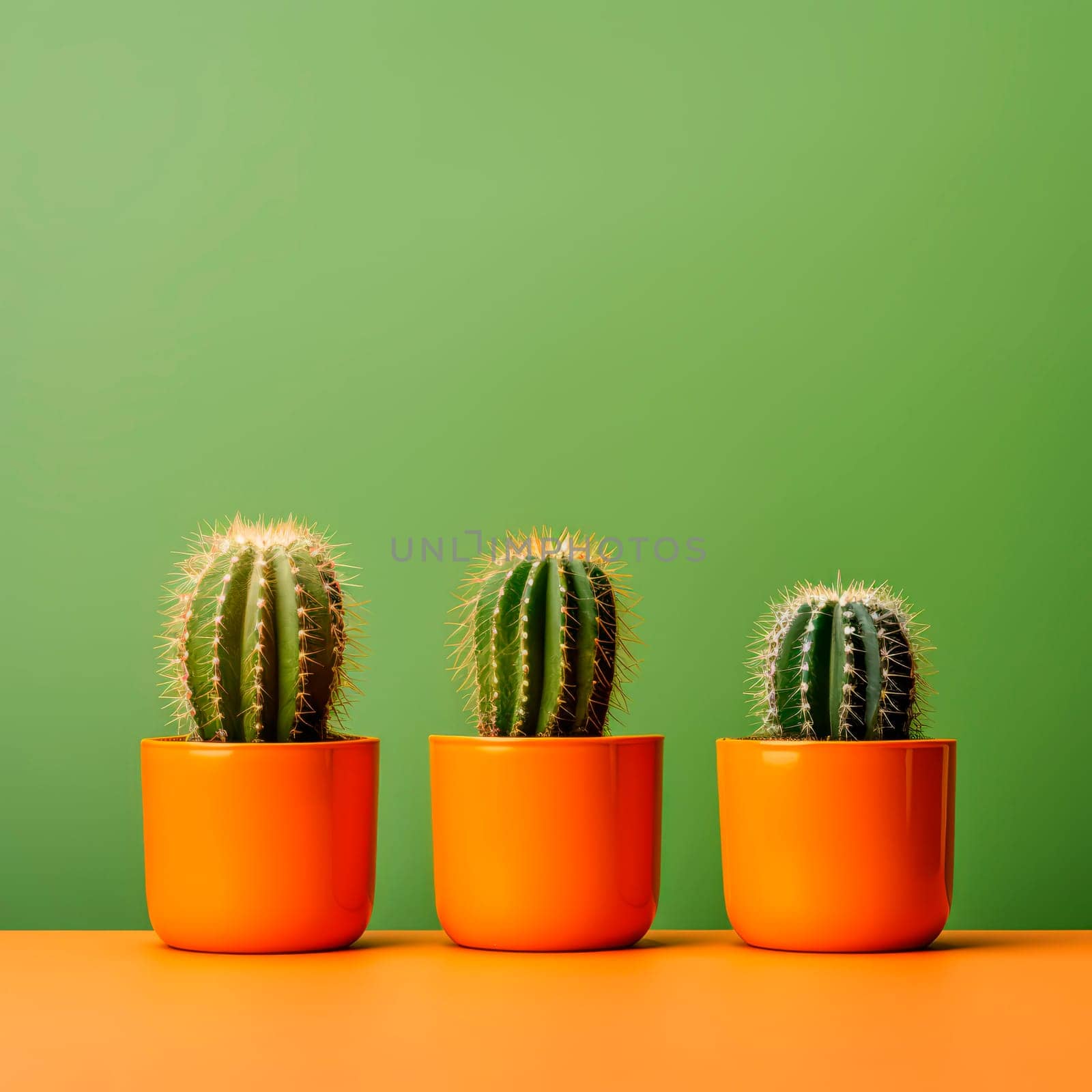 Cacti in clay pots. Minimalism. by Spirina