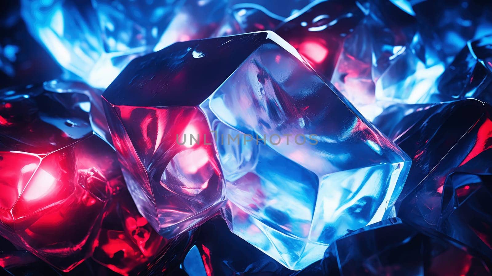 Abstract ice and liquid background in electric neon colors. 