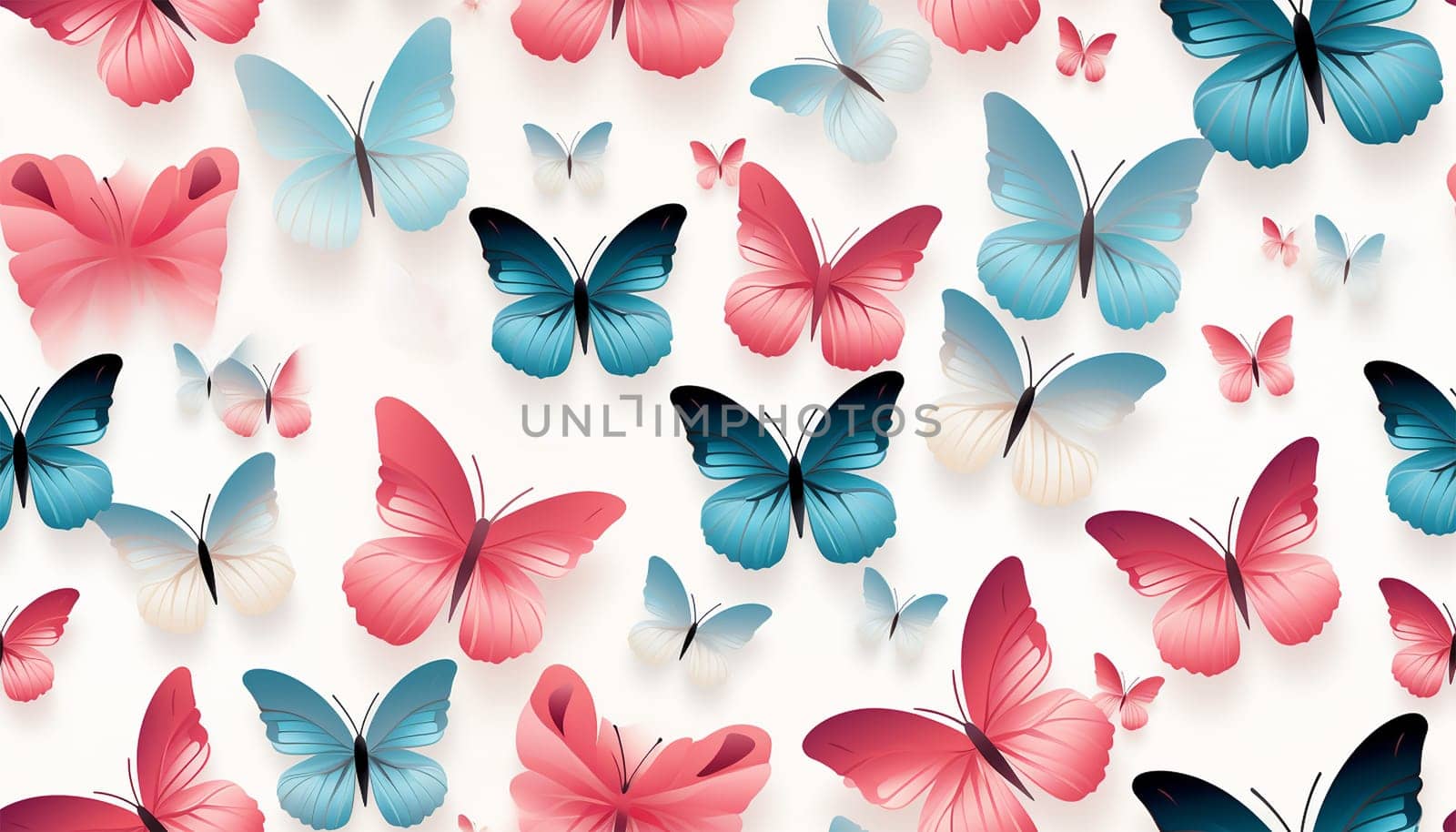 Seamless pattern illustration in trendy pop pastel art style. Soft pastel color y2k background print with cute sticker decoration. Includes butterfly, flower and love heart cartoon. Spring theme by Annebel146