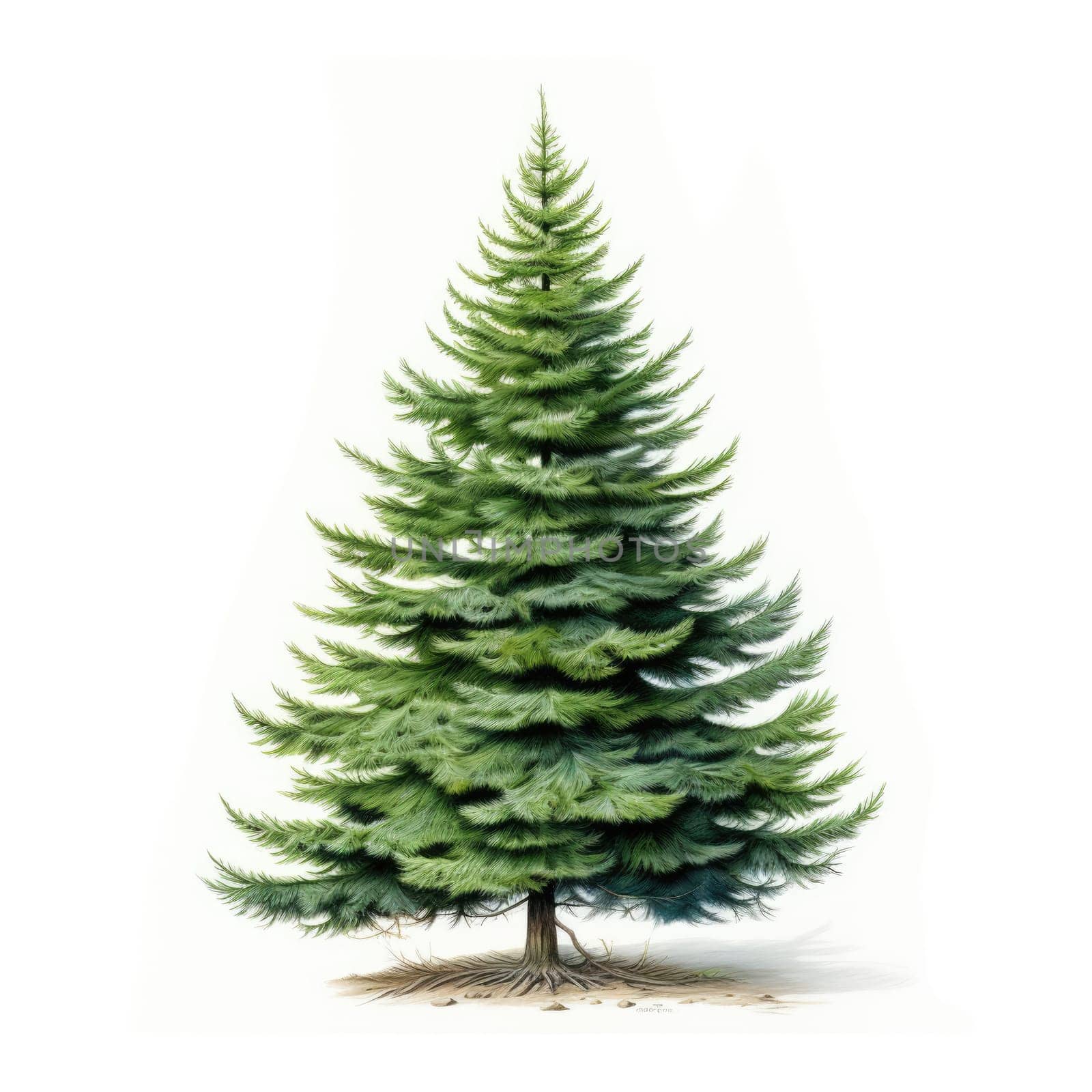 Cutout pine tree. Fir isolated on white background. High quality clipping mask for professional composition. by Ramanouskaya