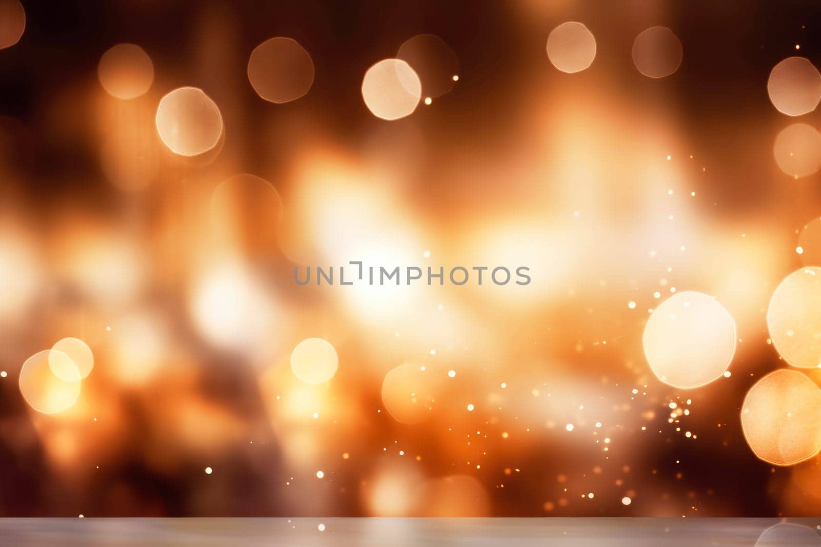 Golden Christmas lights defocused in bokeh effect. Copy space. Can be used for New year celebration by Ramanouskaya