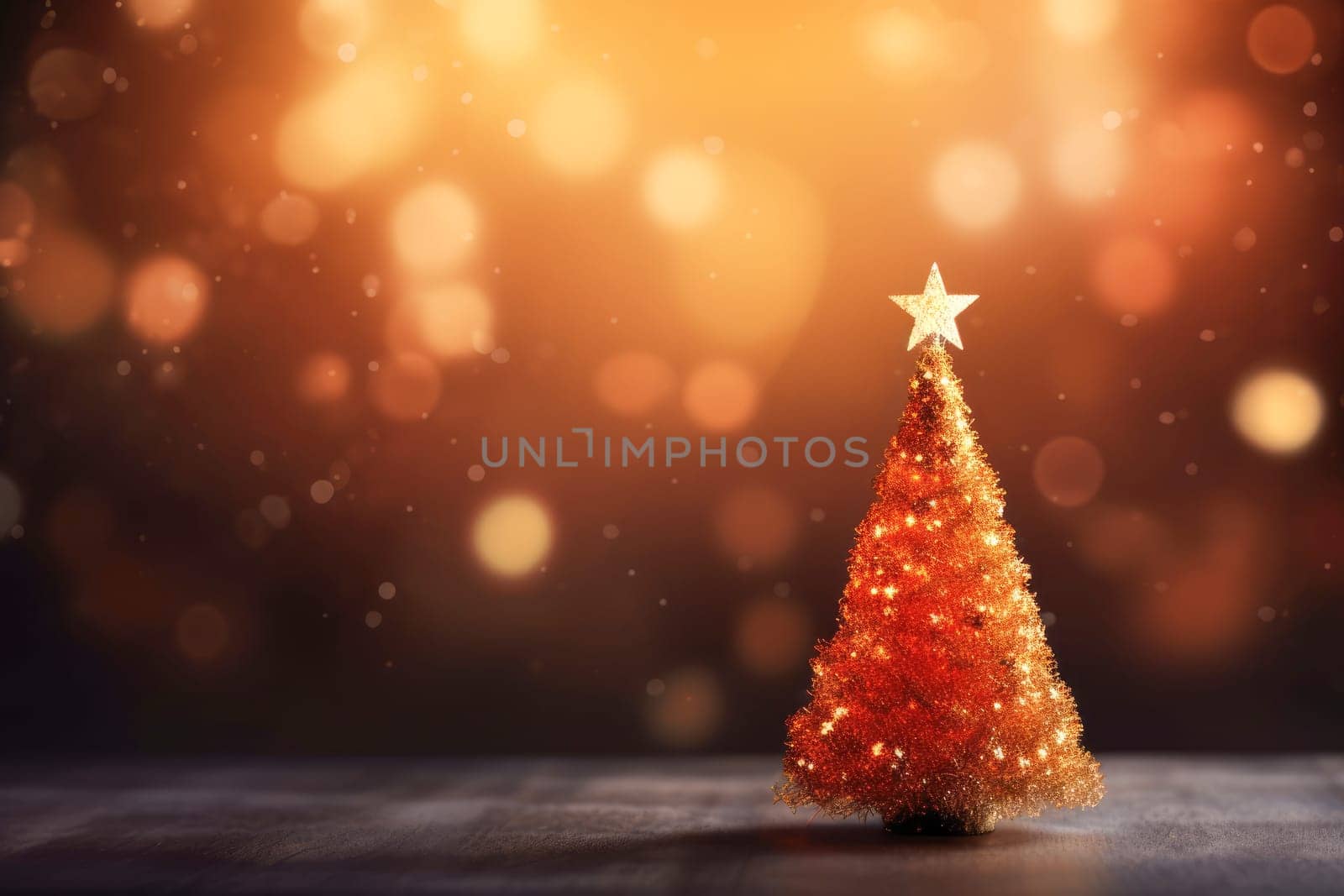 Golden Christmas lights defocused in bokeh effect. Copy space. Can be used as wallpaper. Can be used for New year celebration.