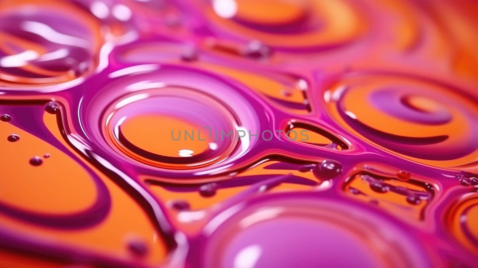 Abstract liquid background in electric neon colors. The colourful texture of the water surface.