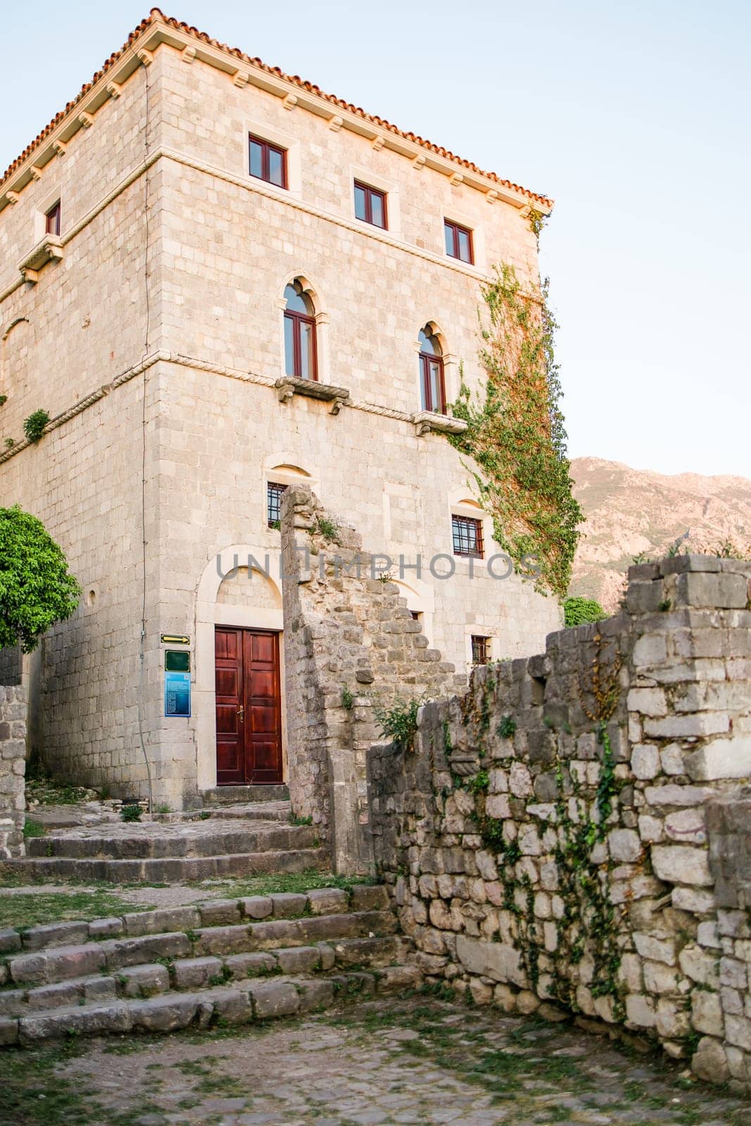 Old Town Bar in Montenegro. Old cobbled street. Travel and vacations.