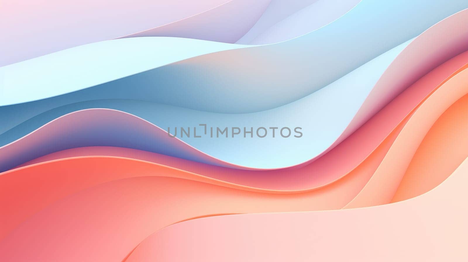 Abstract background with multicoloured wavy lines and shapes in delicate pastel shades