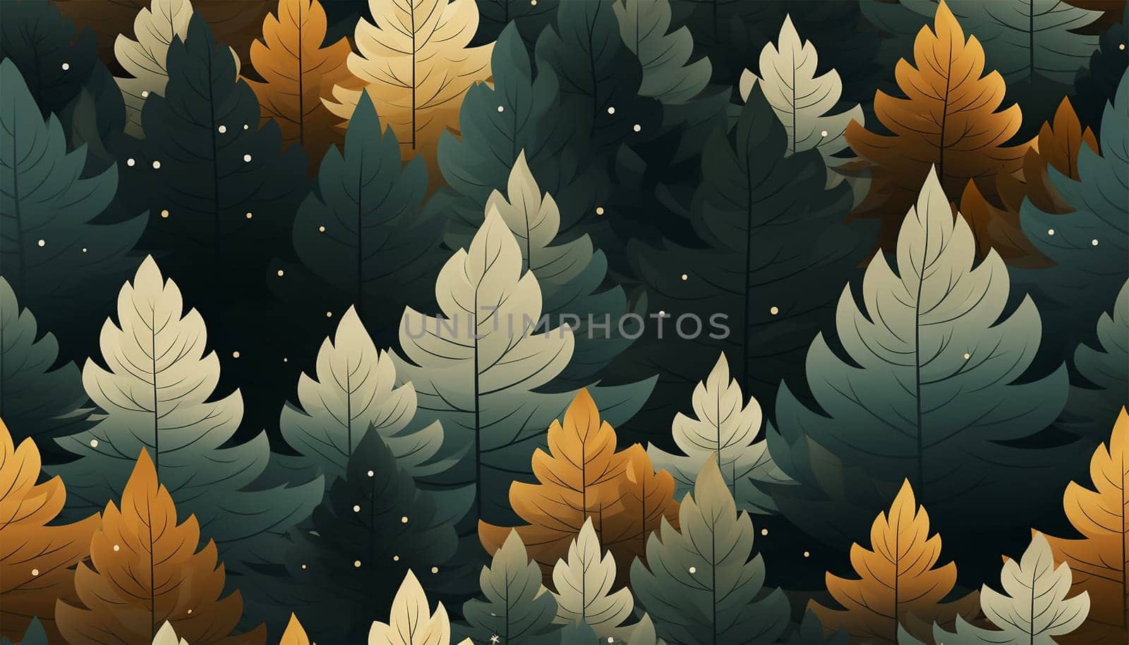 Abstract seamless pattern with autumn forest. background for various surface. Trendy drawn textures. Colorful trees and forest wallpaper cute design by Annebel146