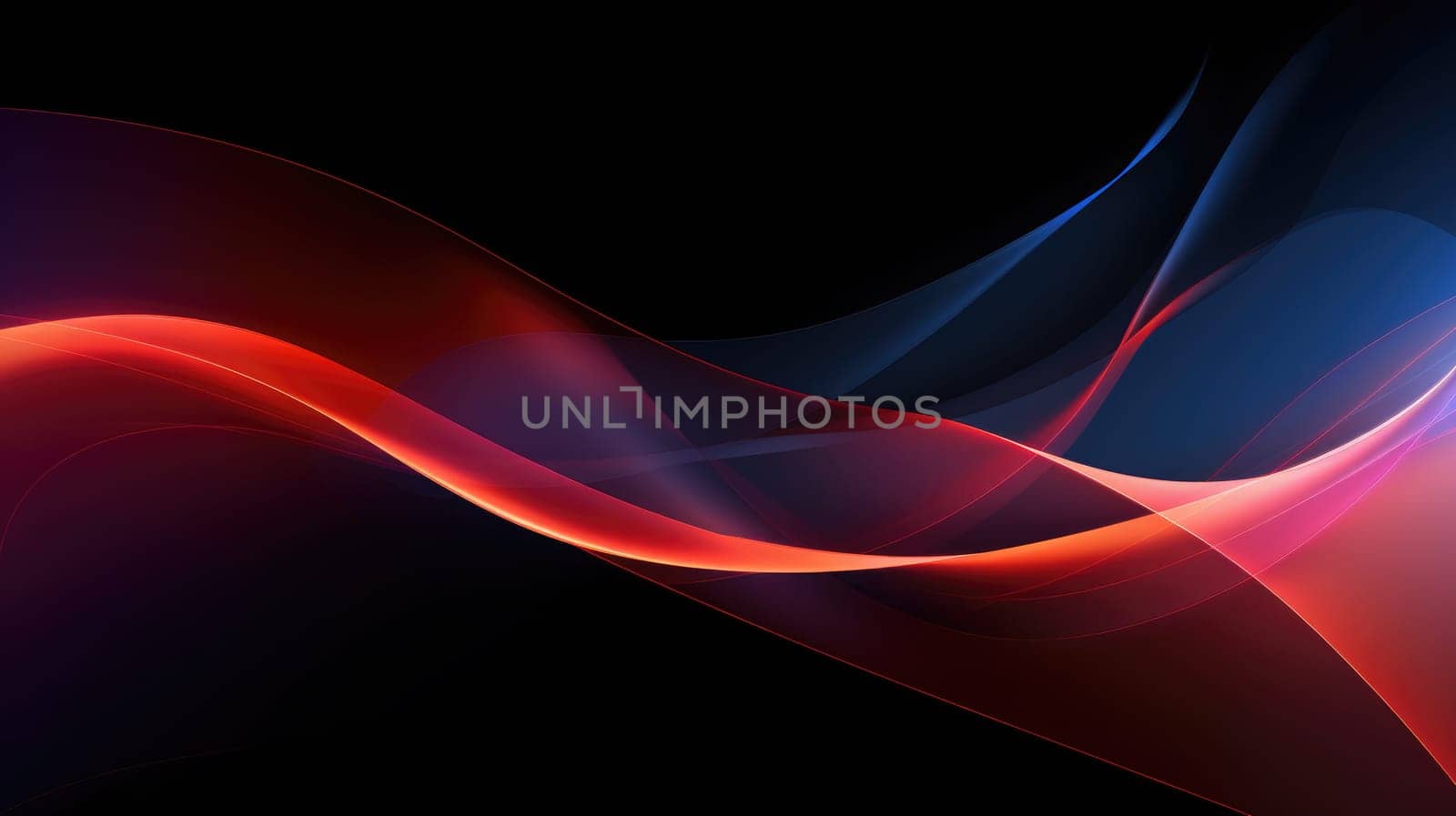 Abstract background of glowing lines in bright neon colours on a dark background