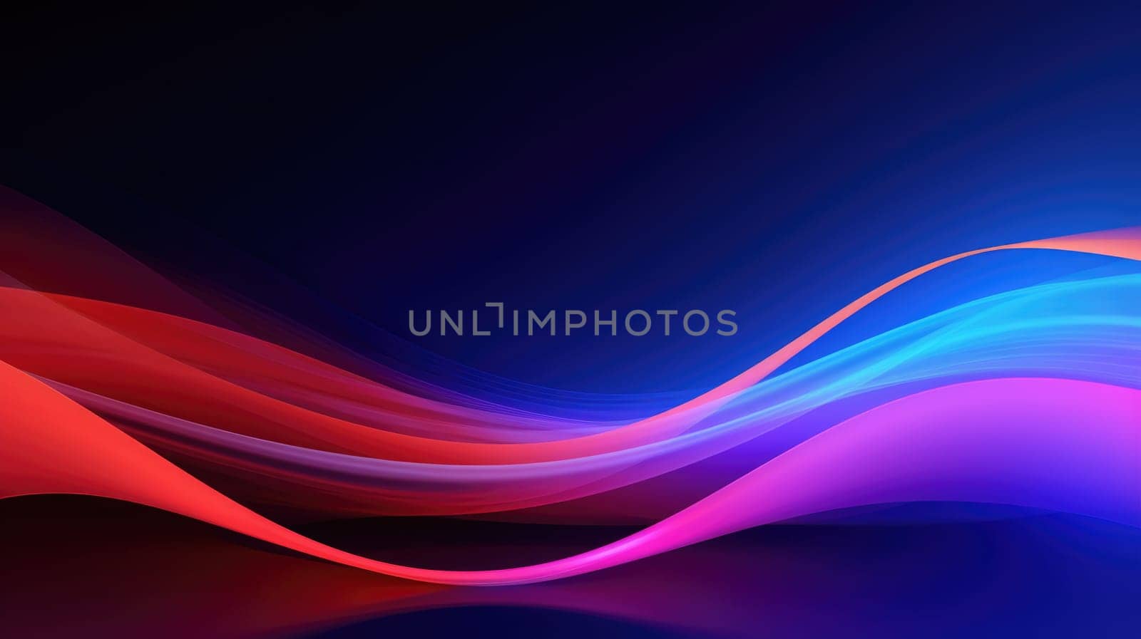 Abstract background of glowing lines in bright neon colours on a dark background