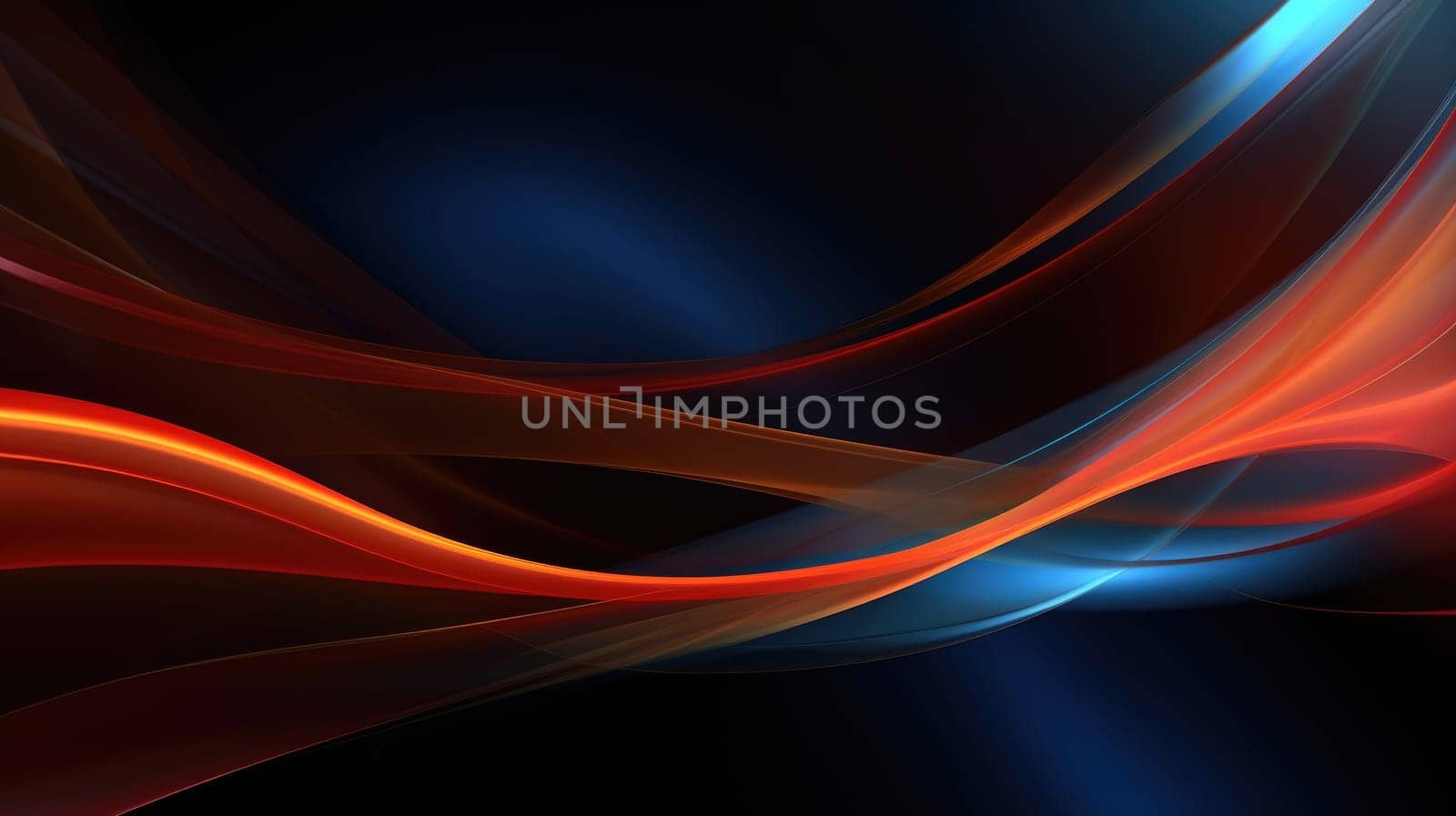 Abstract background of glowing lines in bright neon colours on a dark background