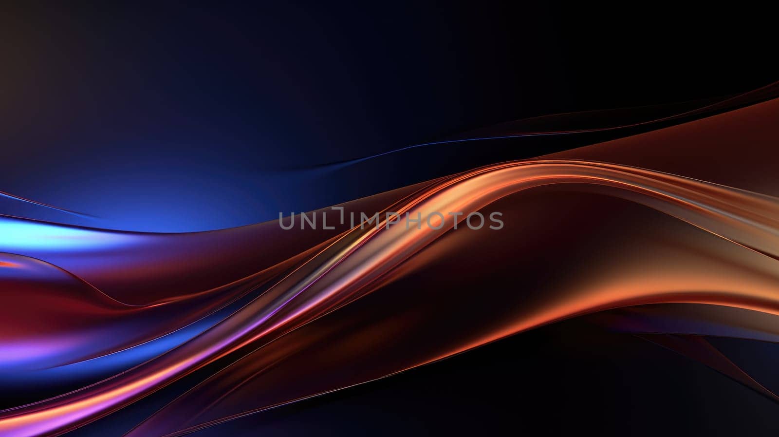 Abstract background of glowing lines in bright neon colours on a dark background