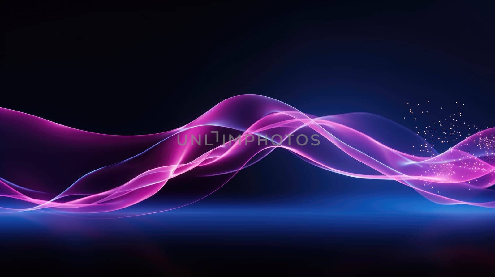 Abstract background of glowing lines in bright neon colours on a dark background