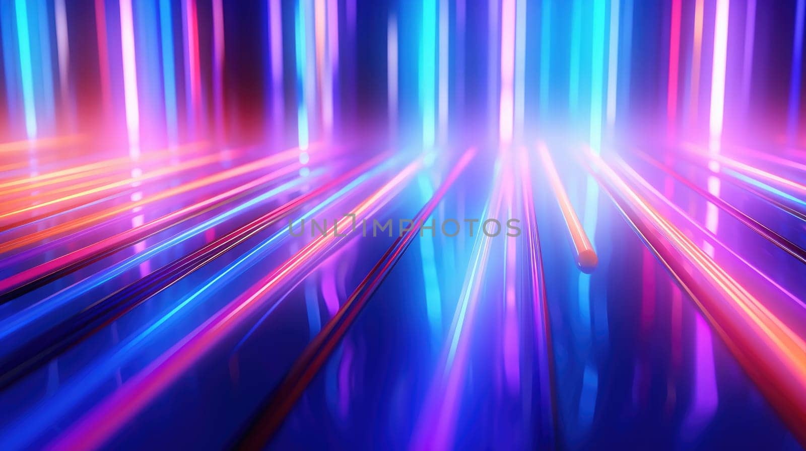 Glowing lines in bright neon colours on a dark background by palinchak