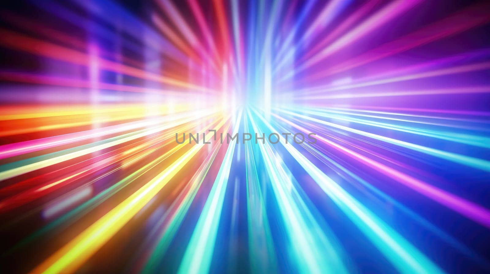 Abstract background of glowing lines in bright neon colours on a dark background