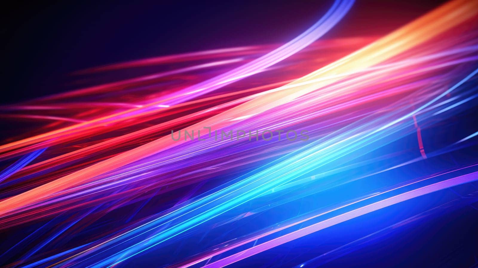 Glowing lines in bright neon colours on a dark background by palinchak