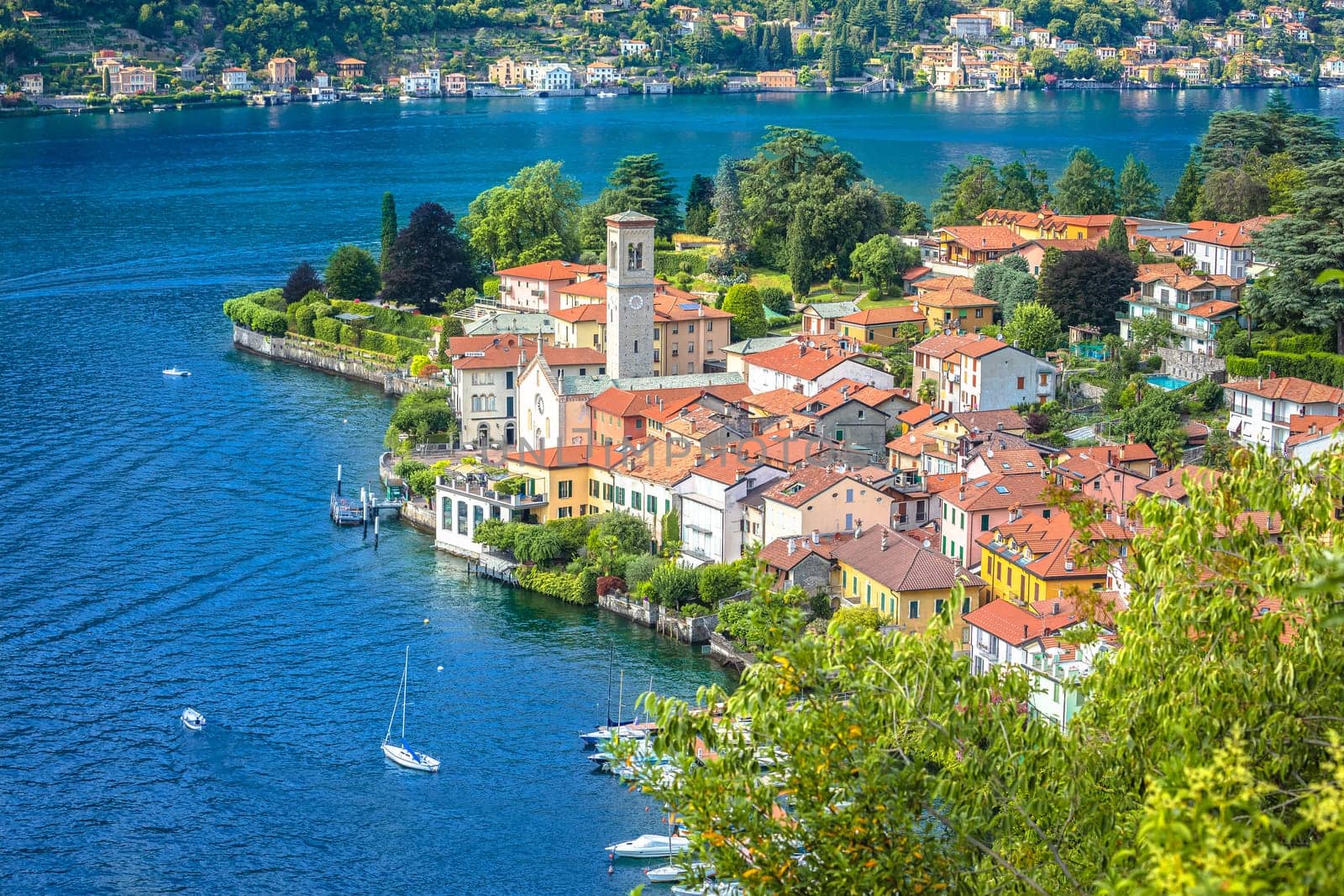 Town of Torno on Como lake aerial view by xbrchx