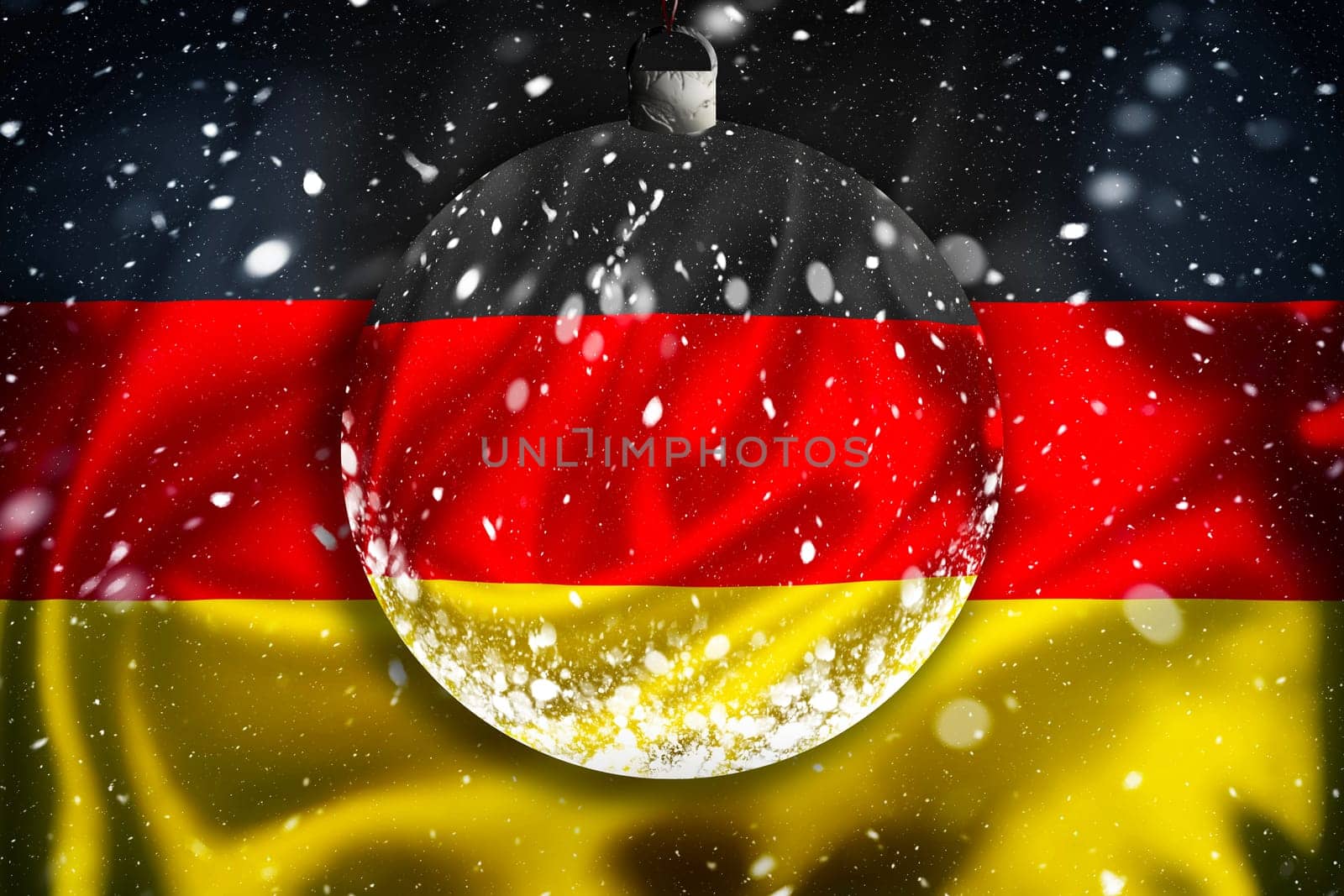 German flag winter snow christmas ball, winter concept of Germany