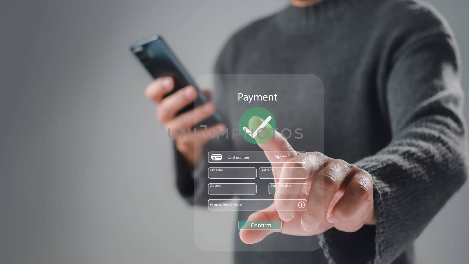Business people using mobile smart phone, online payment, banking, online shopping, Digital online payment concept. Technology online banking applications via internet network. financial transaction. by Unimages2527