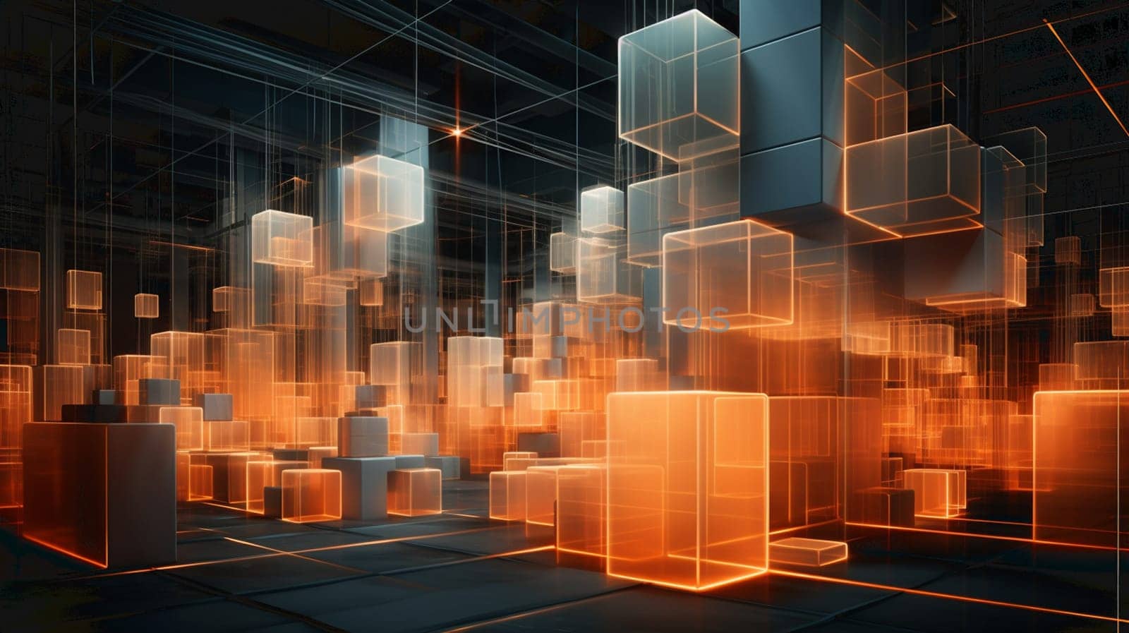 View of a Server abstract background illustration - 3d rendering by Andelov13