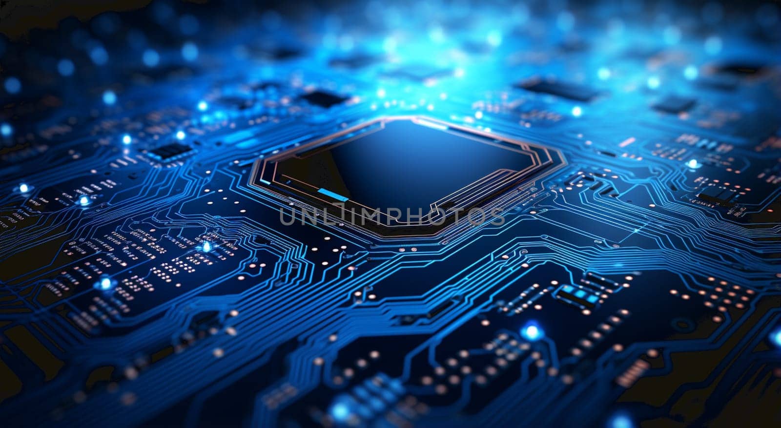 2d illustration Abstract futuristic electronic circuit technology background by Andelov13