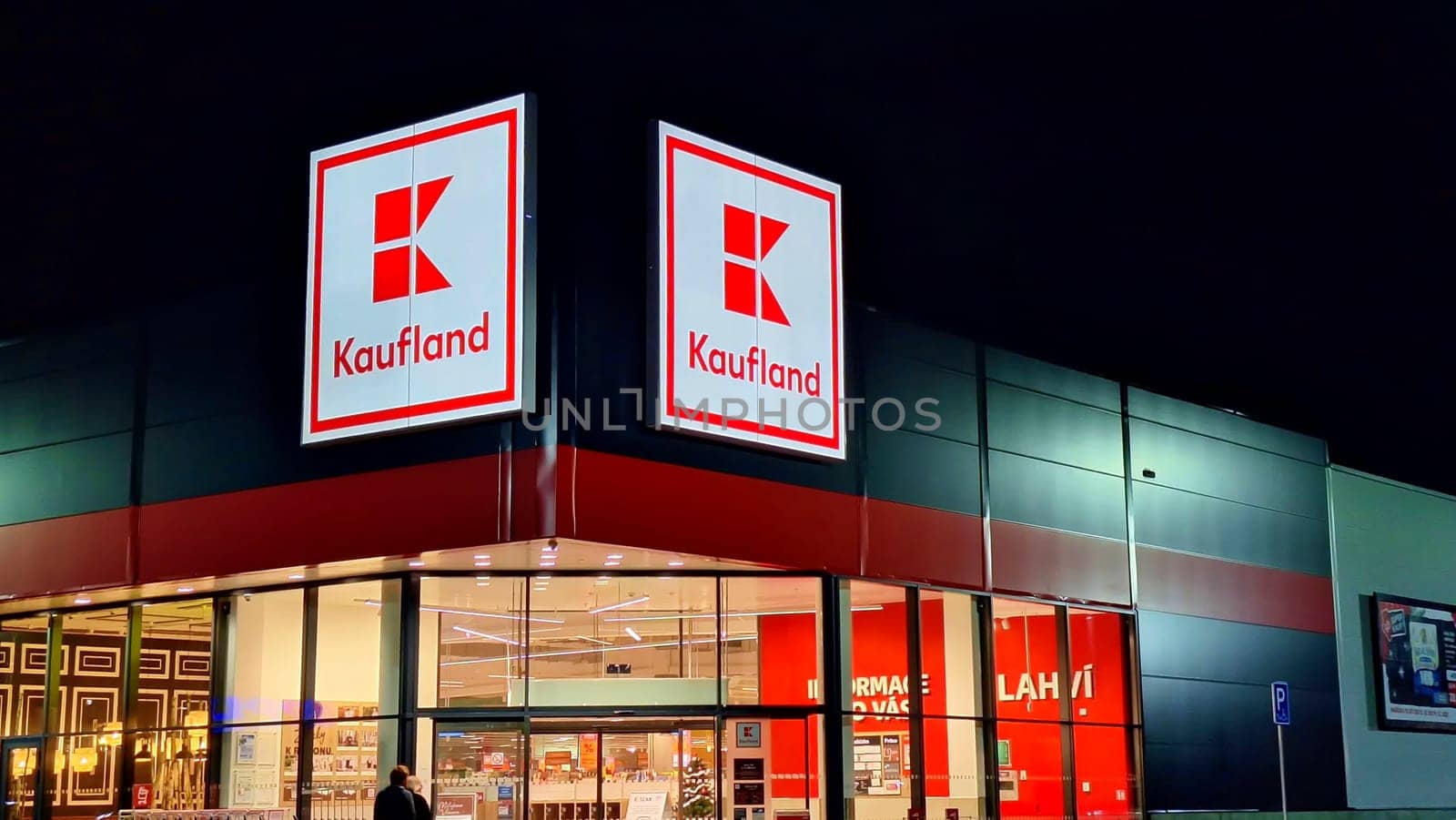 Kaufland logo on hypermarket from German chain, part of Schwartz Gruppe which also owns Lidl. It operates over 1,500 stores in Germany, Croatia, the Czech Republic, Slovakia, Poland, Romania, Bulgaria and Moldova. by roman_nerud