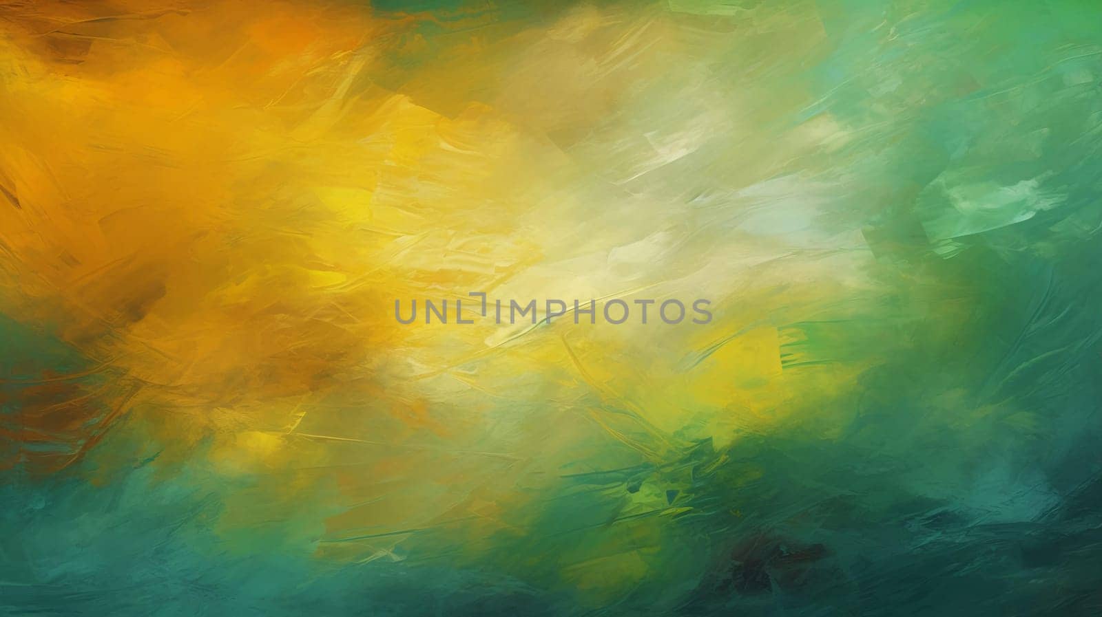 The abstract background is made in grunge style, hand-painted in brown, green, yellow and dark blue colors