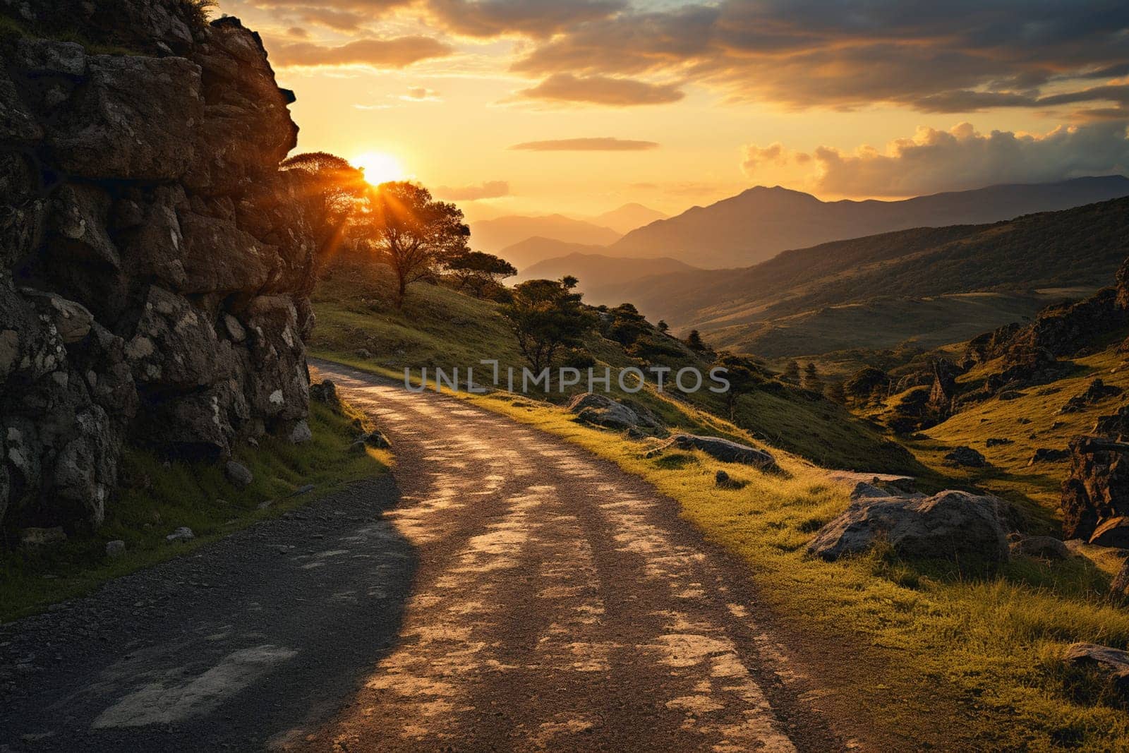 Mountains during sunset. Beautiful natural landscape in the summer time. High quality photo