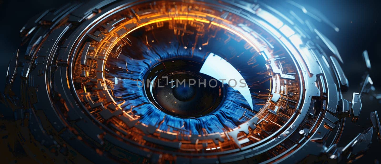 blue Cyber eye digital data technology background. High quality photo