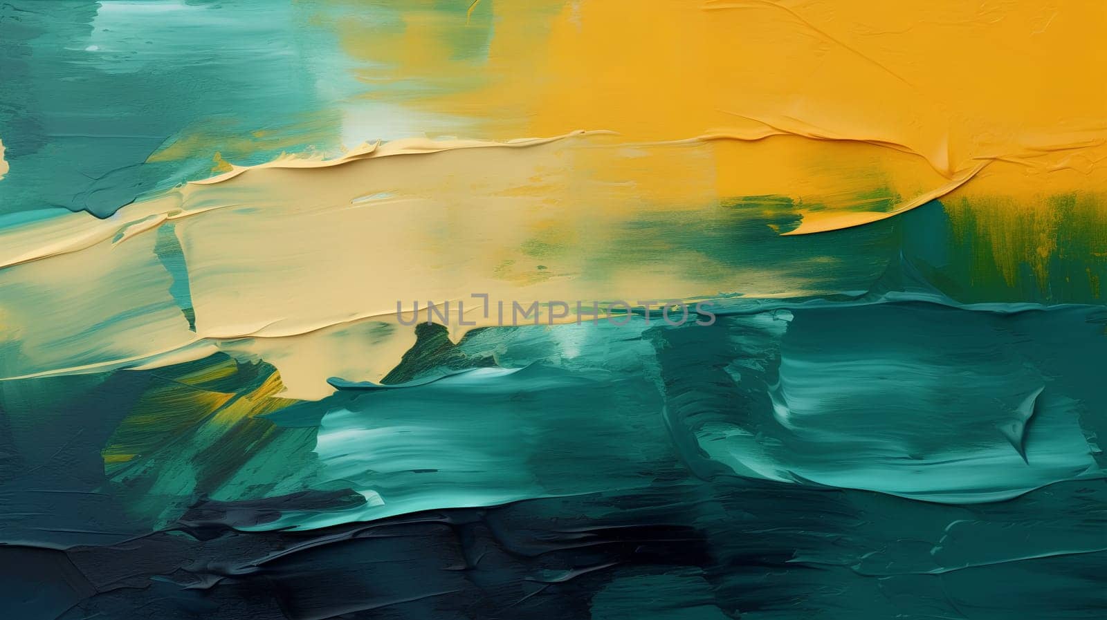 The smudged, abstract background is made in the grunge style, hand-painted in brown, green, yellow and dark blue colors