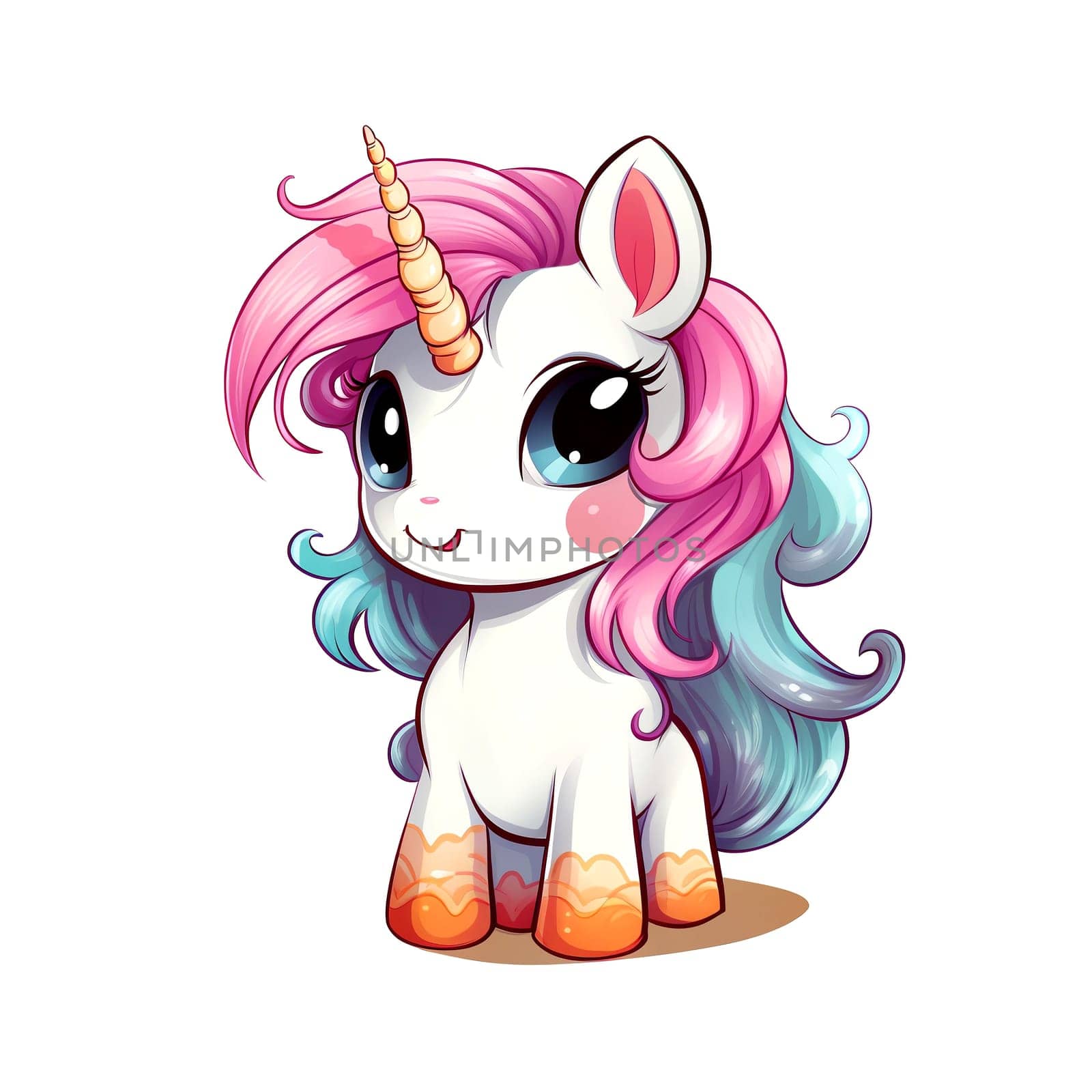 Cute rainbow unicorn. Sticker Clipart. AI generated. by AndreyKENO