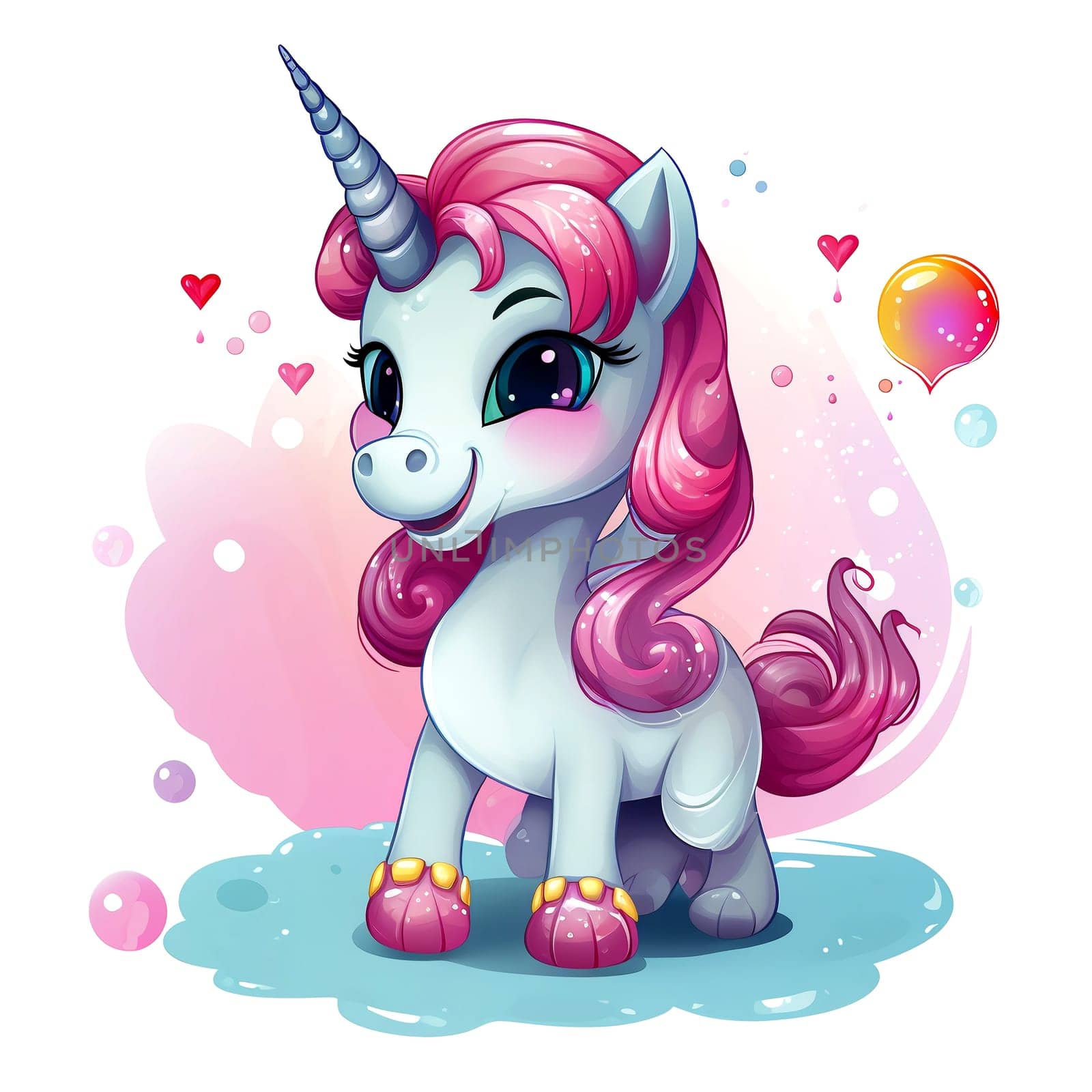 Cute rainbow unicorn. Sticker Clipart. AI generated. by AndreyKENO