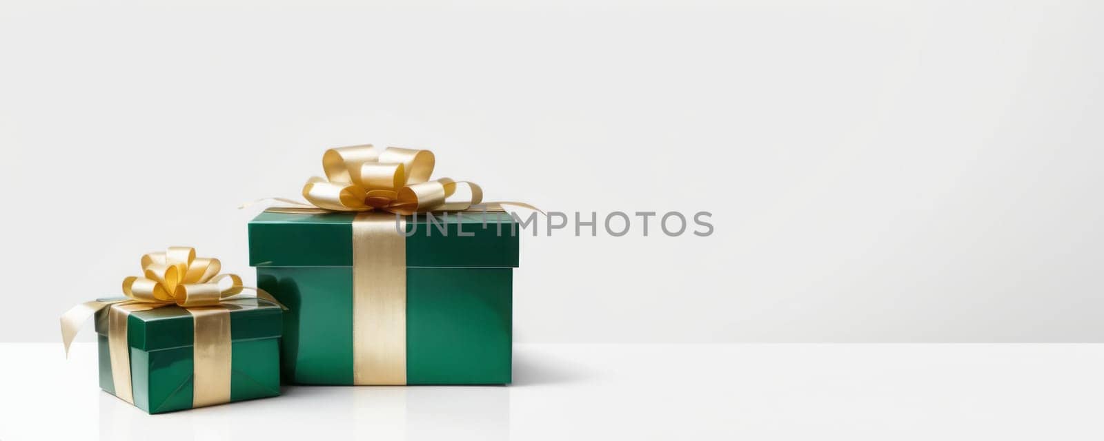 Two Elegant Green Gifts with Golden Ribbons by nkotlyar