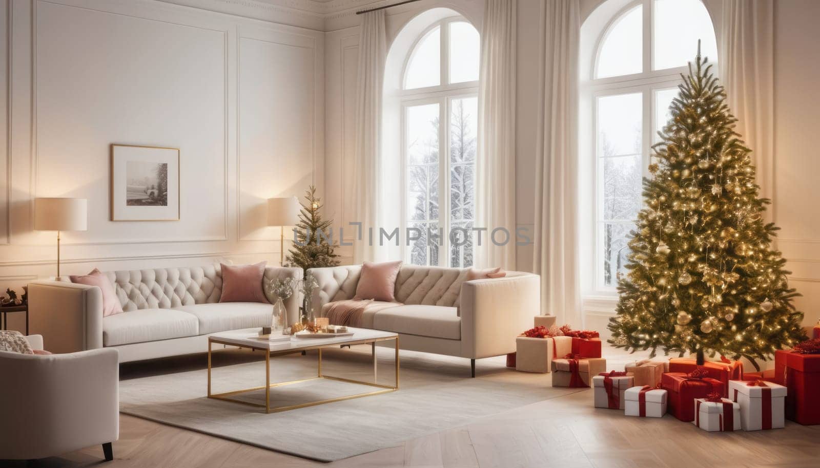 Warm Christmas Living Room Decor by nkotlyar