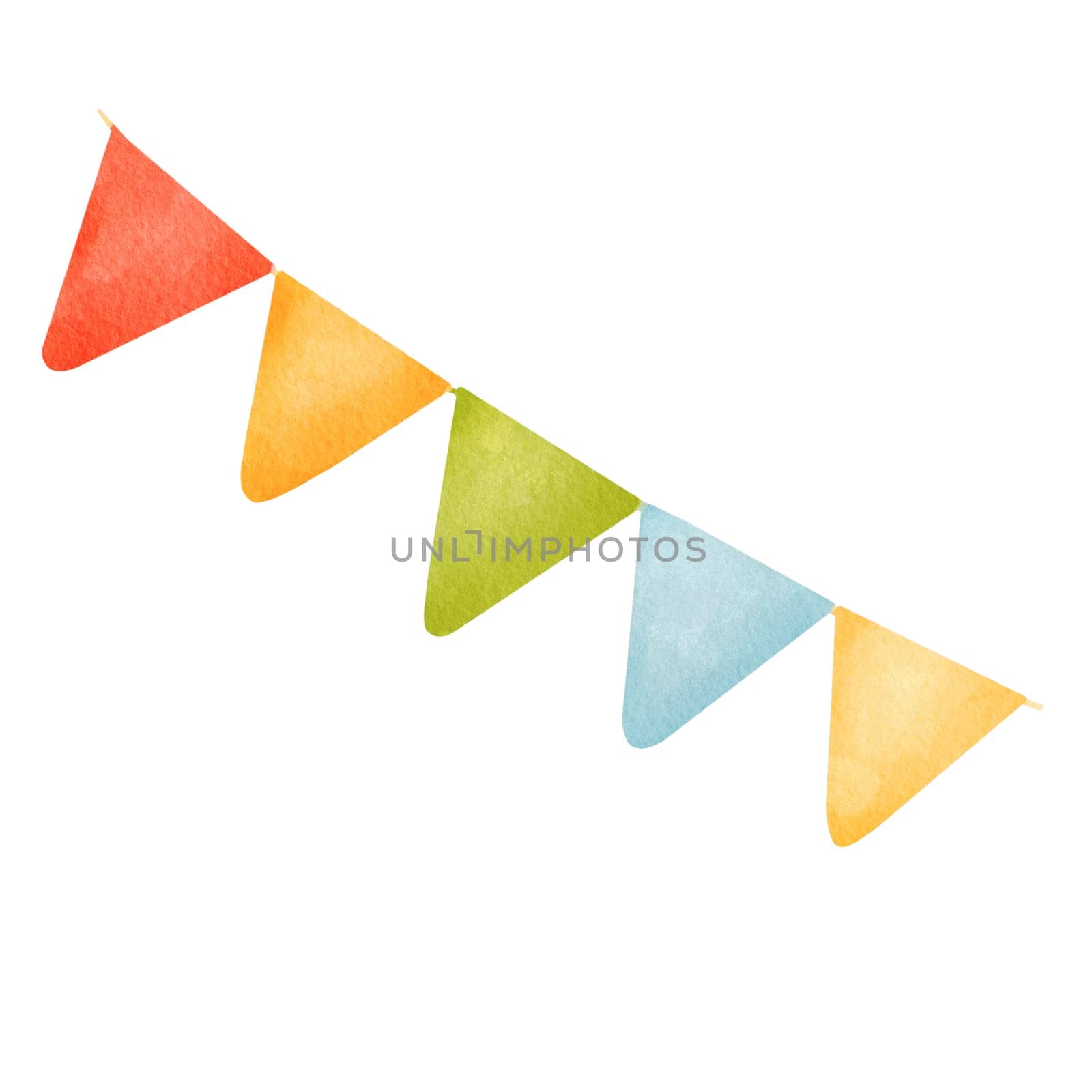 Colorful birthday garland featuring vibrant flags for festive decoration. for lively and celebratory atmosphere to your design projects. for birthday cards, party invitations and joyful celebrations.