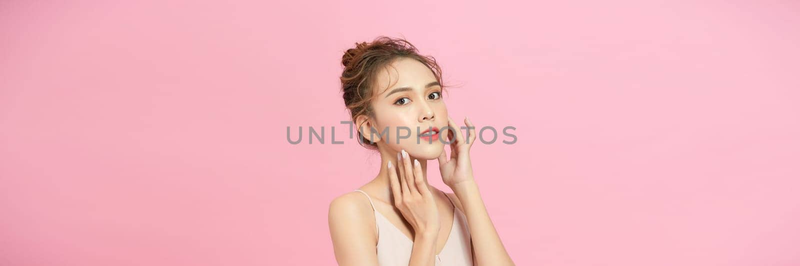 Beauty concept of young Asian woman. Skin care. Cosmetics.