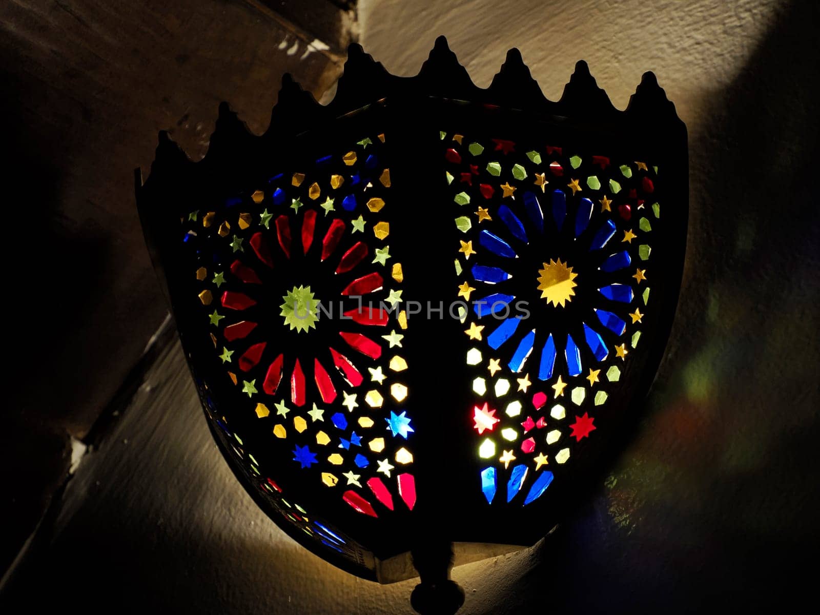 Closeup detail of the traditional moroccan lamp lantern