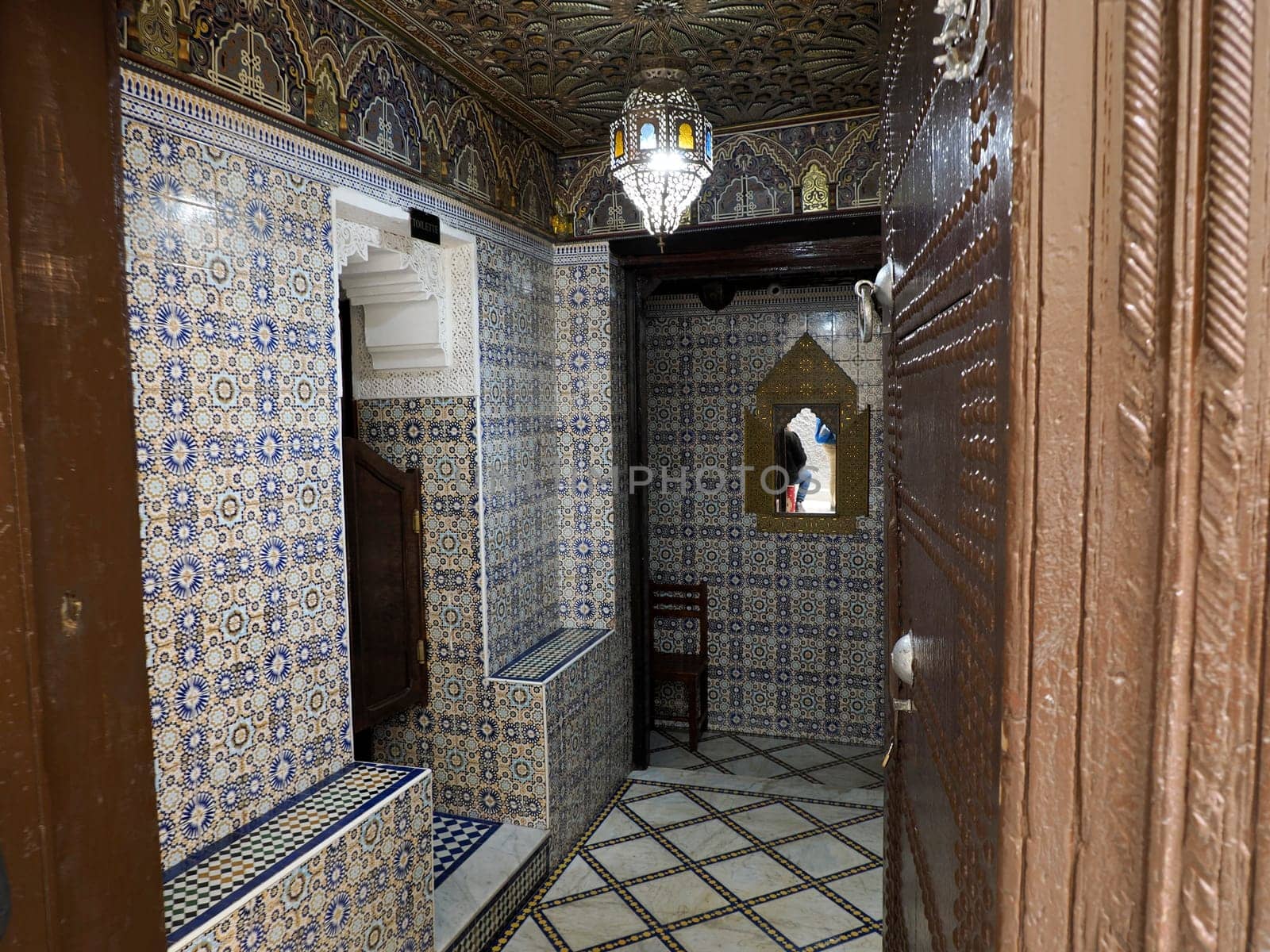 A Small street in Fez Fes medieval medina (old town). Morocco.