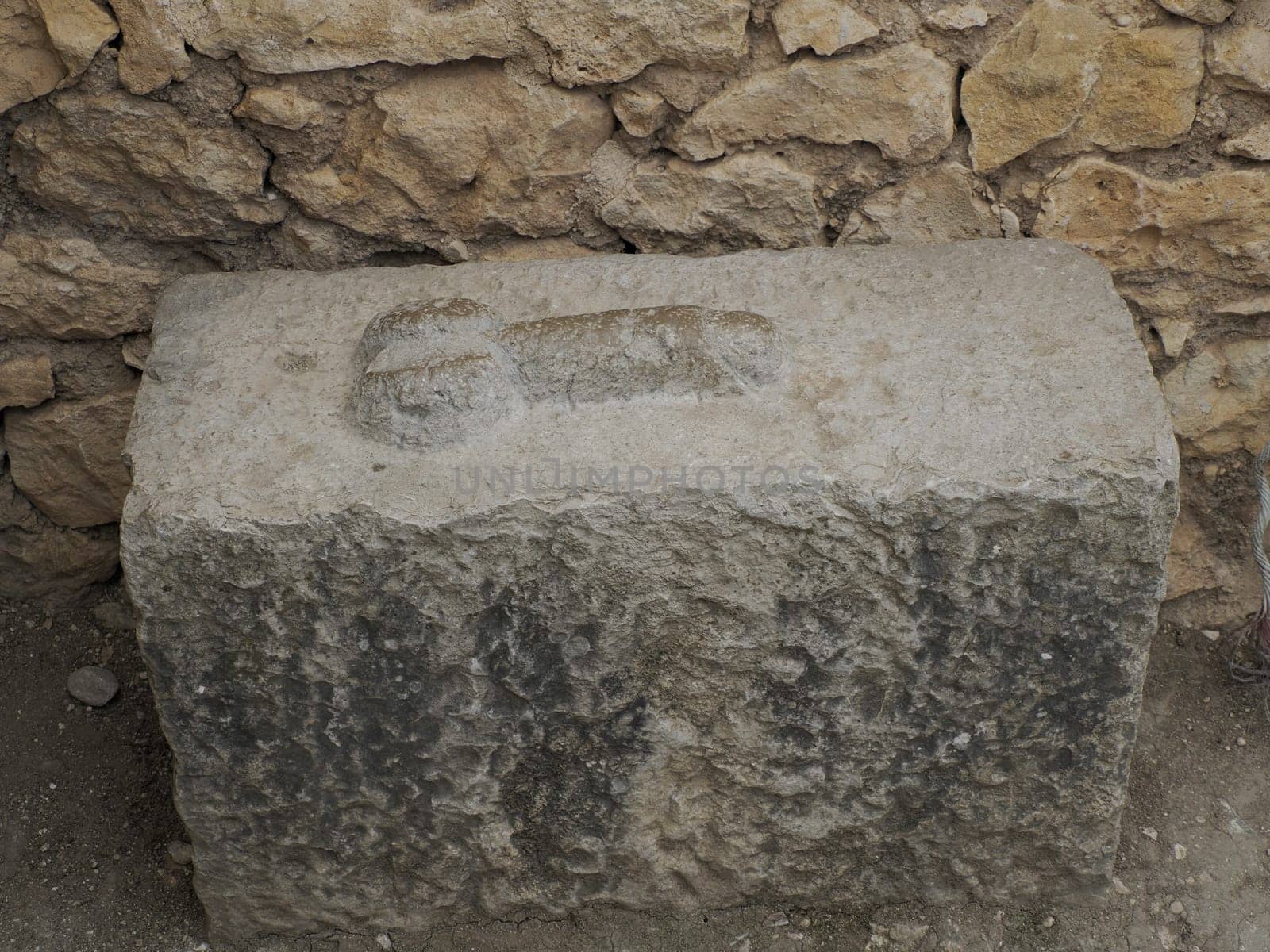 brothel penis sign at Volubilis Roman ruins in Morocco- Best-preserved Roman ruins located between the Imperial Cities of Fez and Meknes on a fertile plain