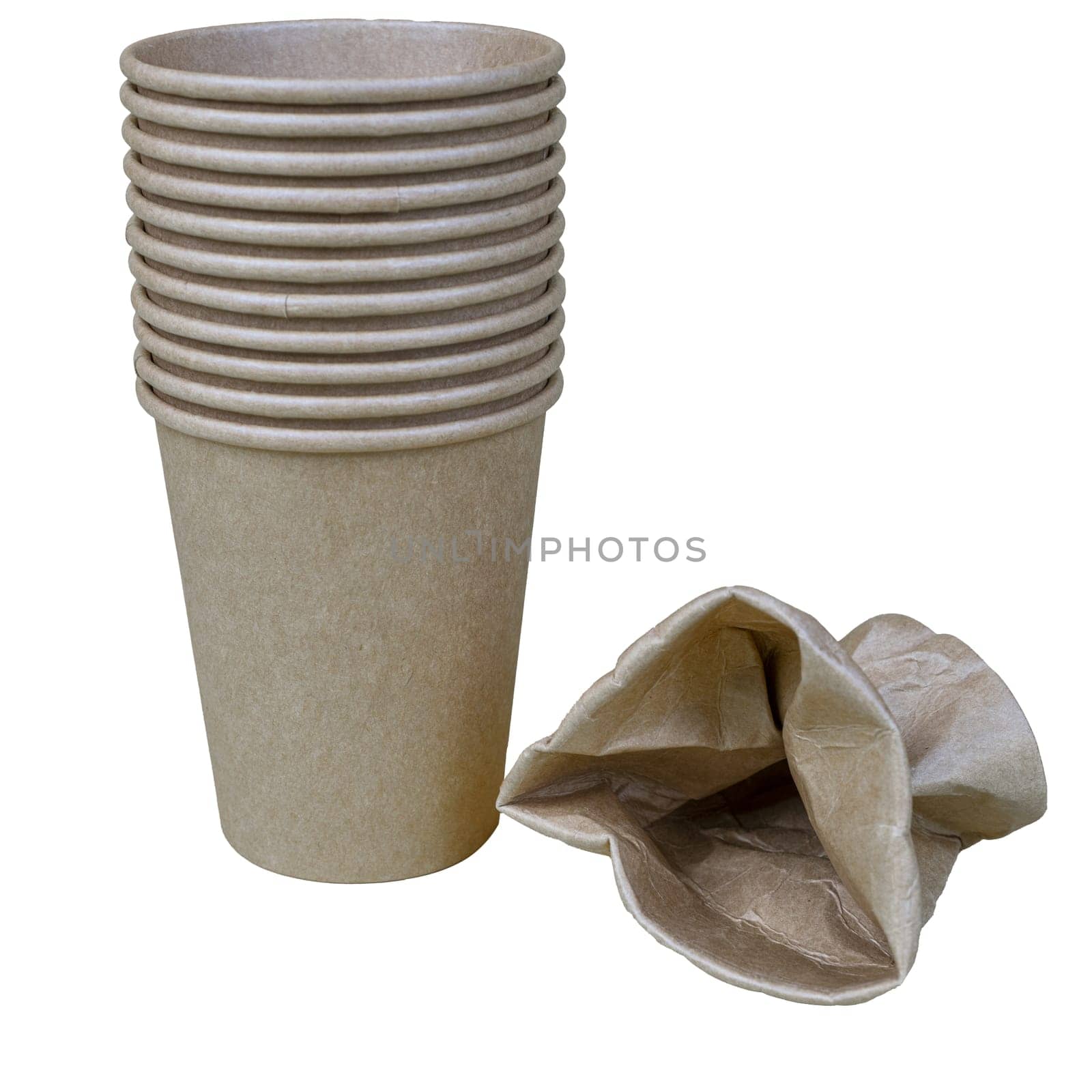 some cups of recycled paper on a transparent background