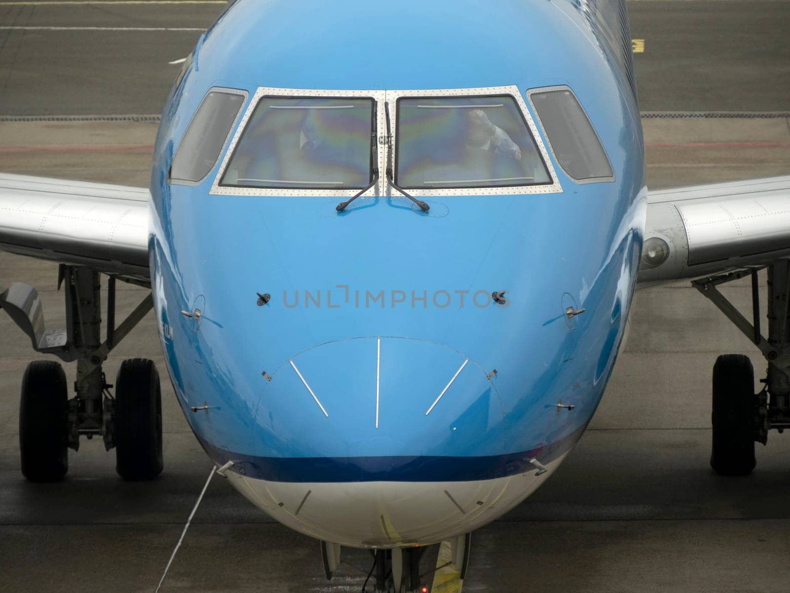 cabin pilots of airplane while parking at the terminal