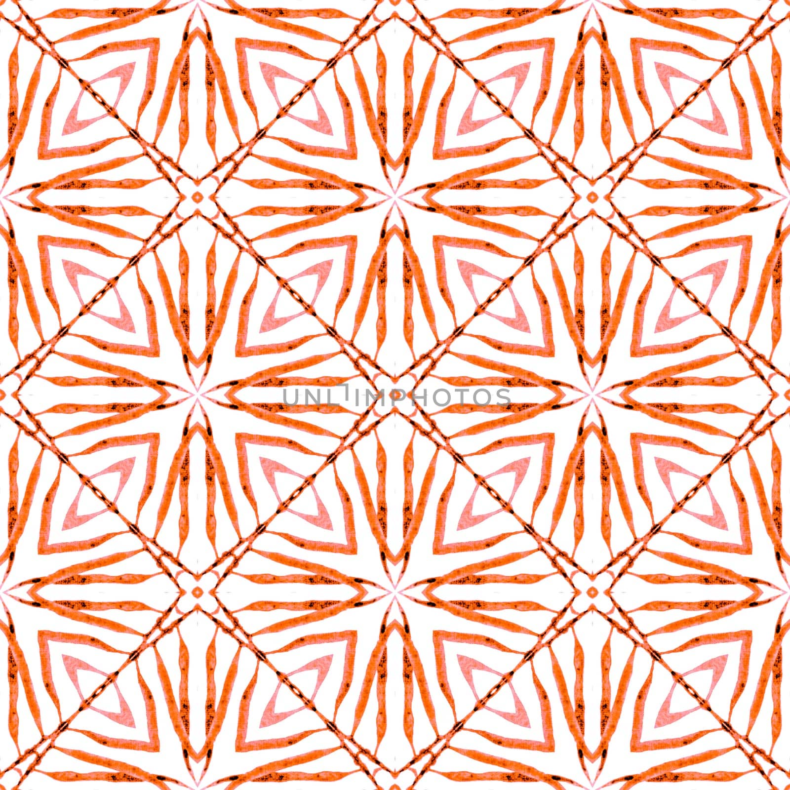 Striped hand drawn design. Orange surprising boho by beginagain
