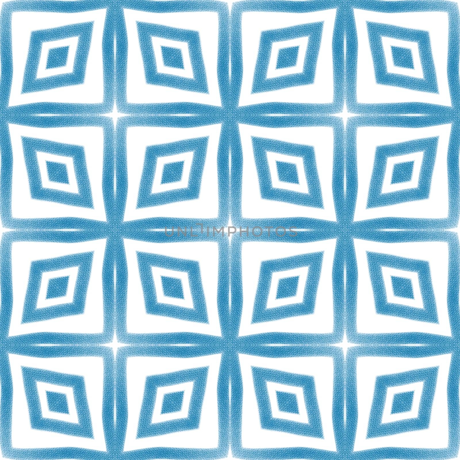 Ethnic hand painted pattern. Blue symmetrical by beginagain