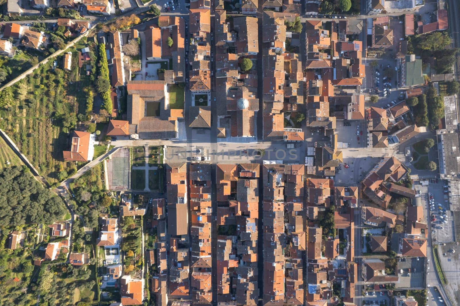 Aerial view of the square of Pietrasanta Versilia Italy  by fotografiche.eu