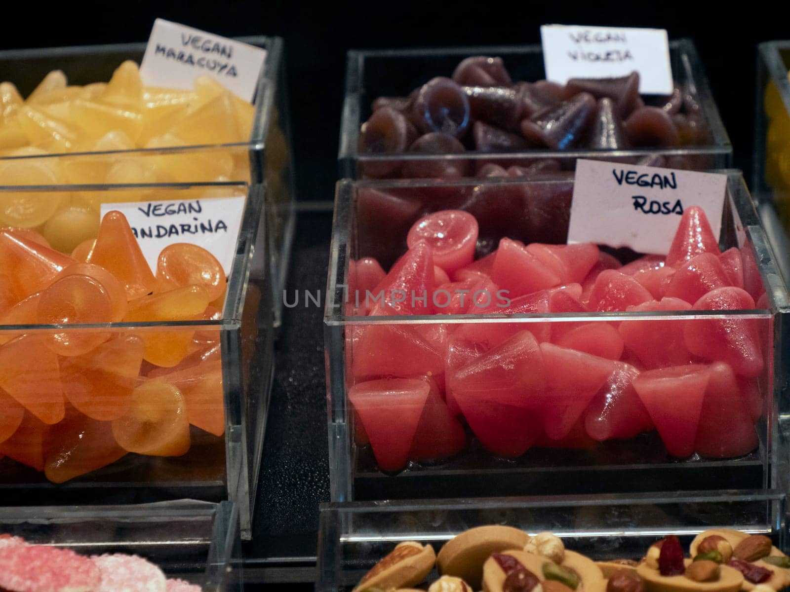 vegan assorted sweets boqueria barcelona fruit seafood meat ham food market by AndreaIzzotti