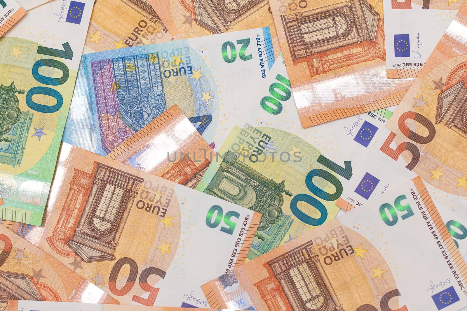 Different Euro Banknotes Money Background by InfinitumProdux