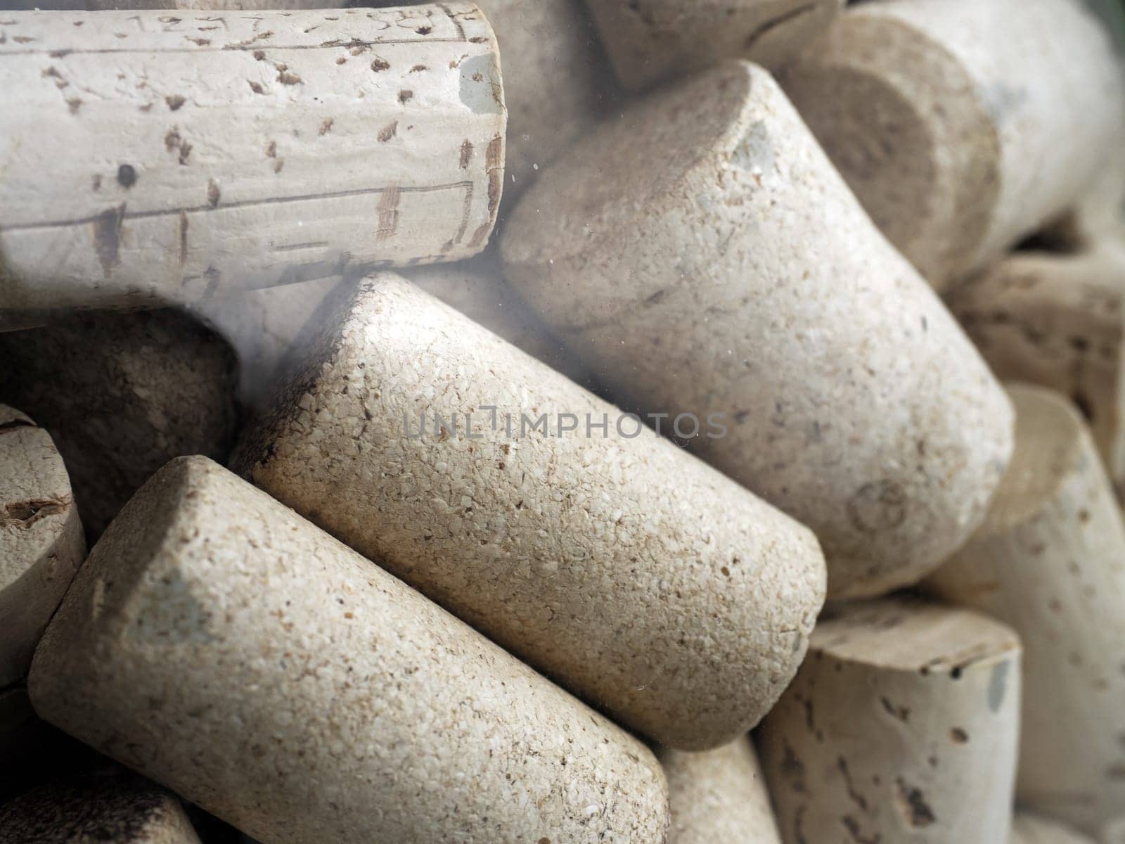 many wine bottle cork inside glass jar detail